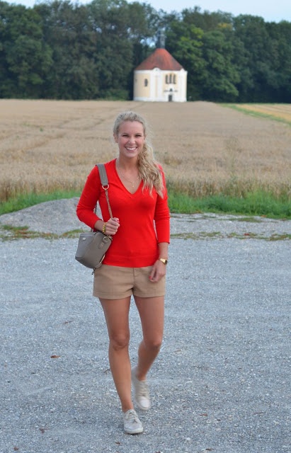 beige-colored and red