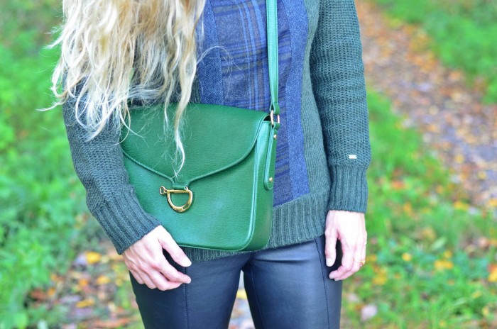 outfit: leather pants & green